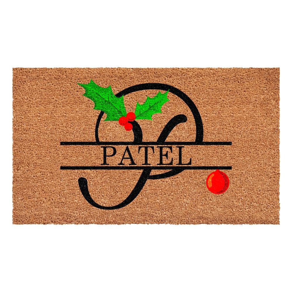 Christmas Holly 36 in. x 24 in. Coir Monogrammed Letter P Door Mat price history on PriceWatchPro