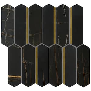Natural Dorato Black Gold 11.23 in. x 11.62 in. Picket Polished Marble Mosaic Tile (9.1 sq. ft./Case)
