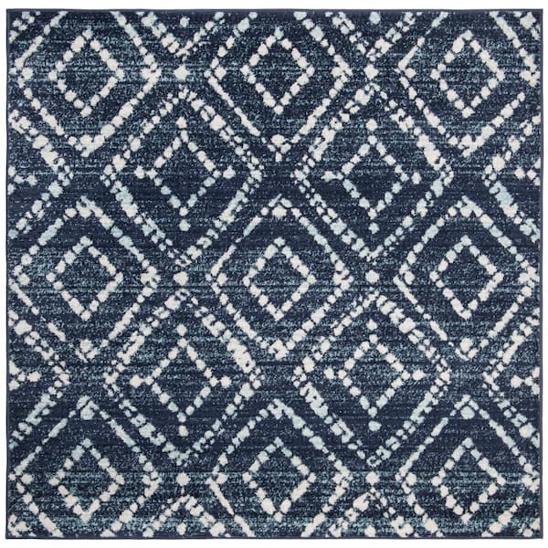 SAFAVIEH Adirondack Navy/Ivory 4 ft. x 4 ft. Square Geometric Area Rug