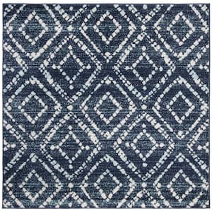 Adirondack Navy/Ivory 6 ft. x 6 ft. Square Geometric Area Rug