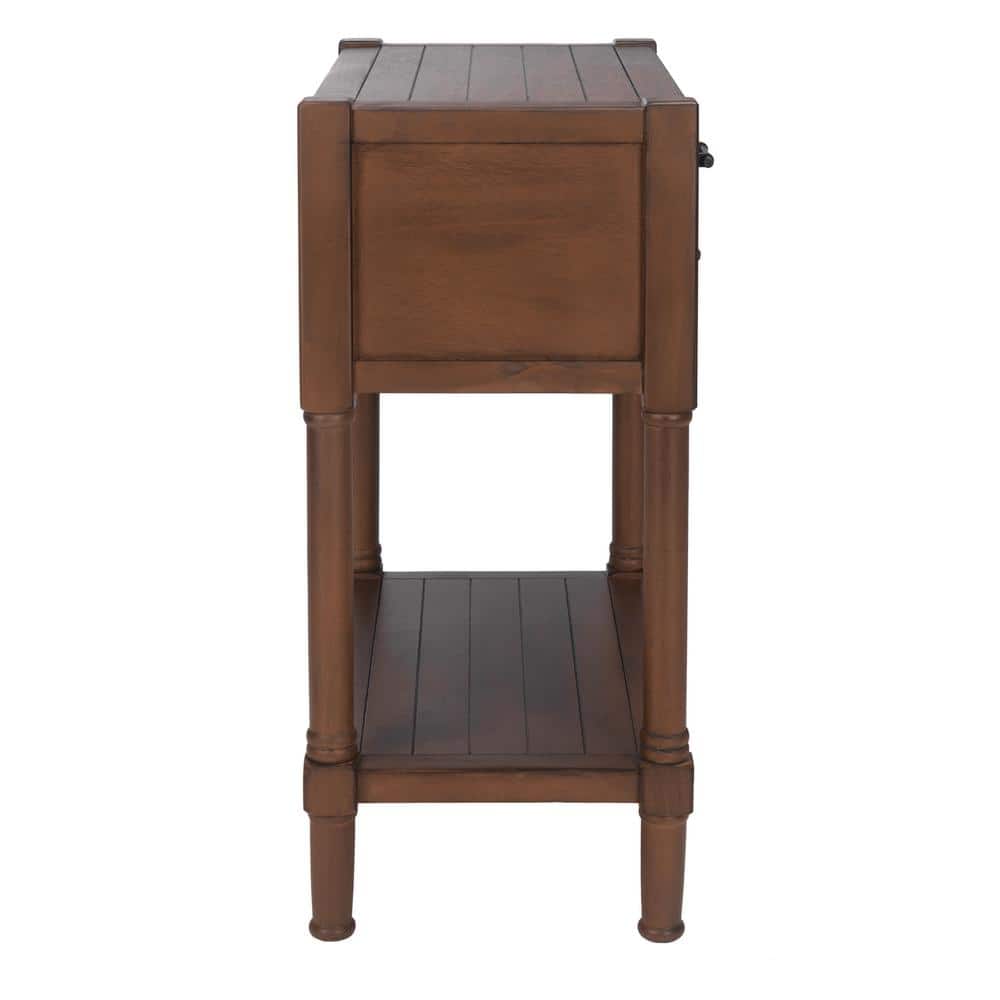 Brown Wood and Metal Console Table with Storage