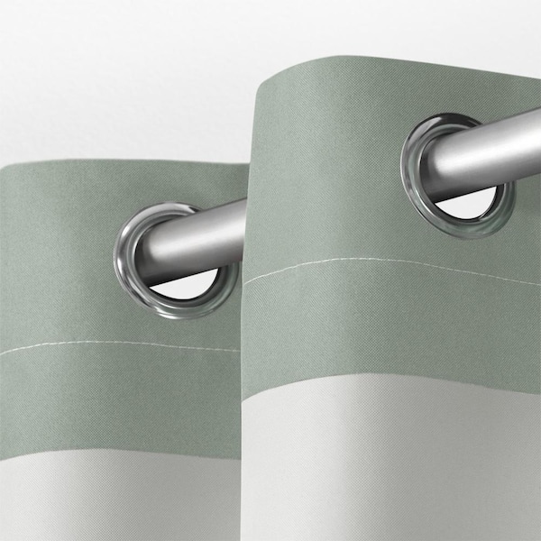 Cabana Seafoam Stripe Polyester 54 in. x 108 in. Grommet Top Light Filtering Curtain Panel (Set of 2)