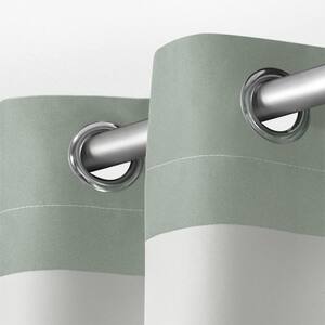 Cabana Seafoam Stripe Polyester 54 in. x 108 in. Grommet Top Light Filtering Curtain Panel (Set of 2)