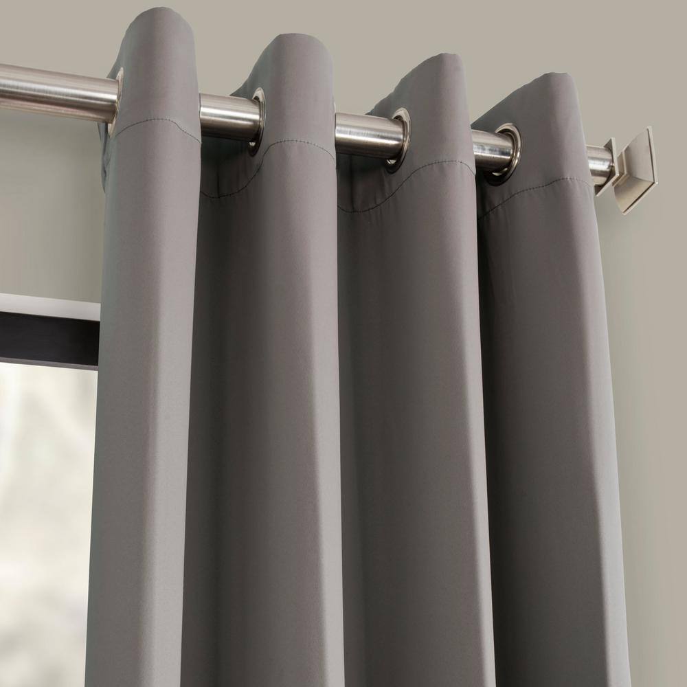 Neutral Grey Velvet Blackout Grommet Curtain Panel