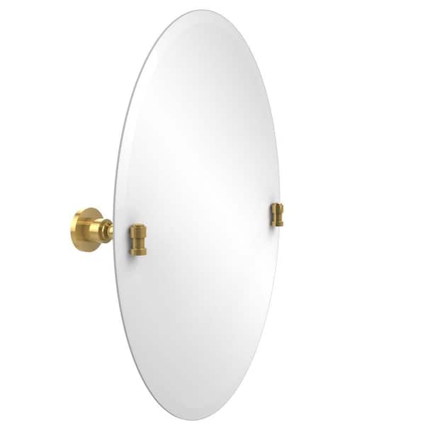 Allied Brass Washington Square Collection 21 in. x 29 in. Frameless Oval Single Tilt Mirror with Beveled Edge in Polished Brass