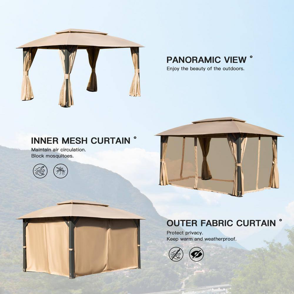 10 ft x 14 ft Nude Steel Folding Canopy Gazebo