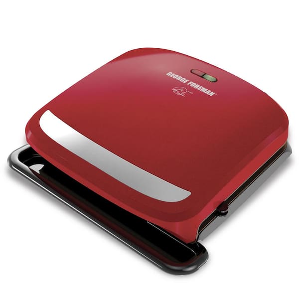George Foreman 60 sq. in. Red Steel Smokeless Indoor Grill and Panini Press with Removable Plate