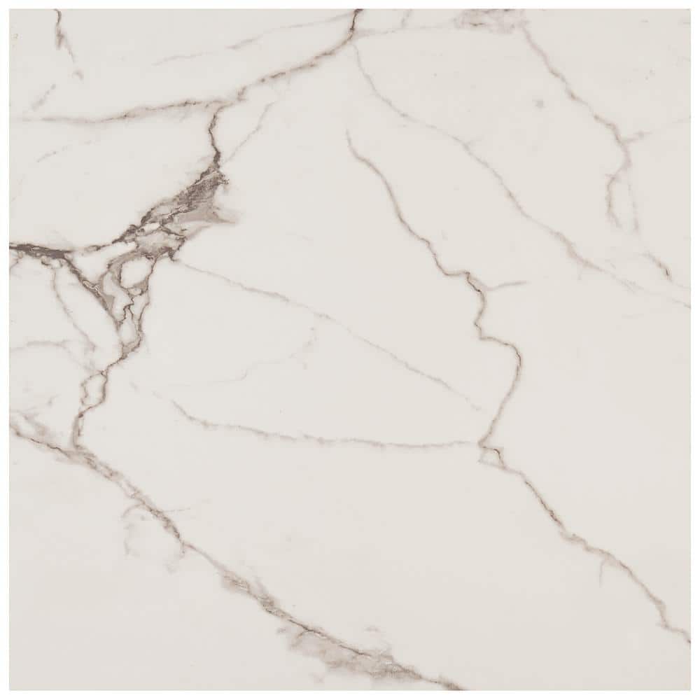 Enigma 24'' x 24'' Matte White Marble Look Porcelain Tile