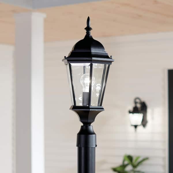 Madison 1-Light Black Aluminum Hardwired Waterproof Outdoor Post Light with No Bulbs Included (1-Pack)