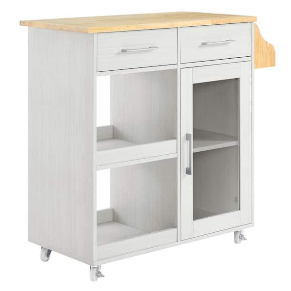 MODWAY Culinary Kitchen Cart With Spice Rack in white Natural