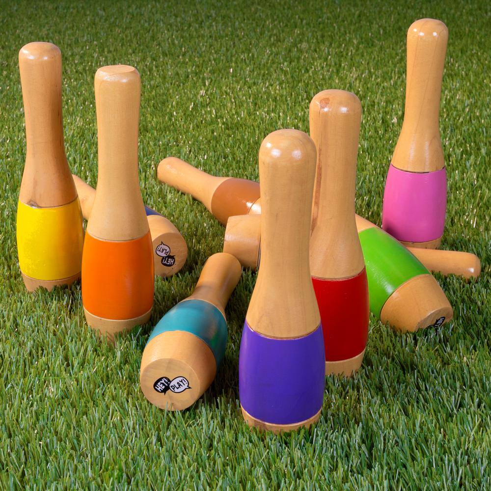 Colorful 9.5 Inch Wooden Lawn Bowling Game Set