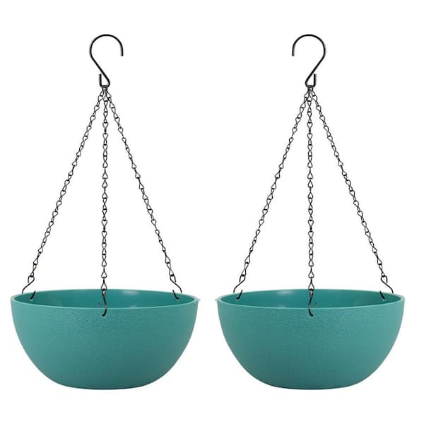 Large 13 in. Dia Blue Plastic Planter (2-Pack)