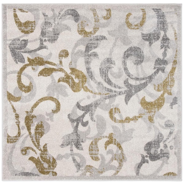 Amherst Ivory/Light Gray 5 ft. x 5 ft. Square Border Area Rug