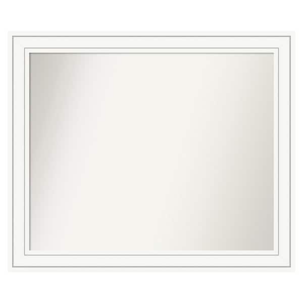 Amanti Art Craftsman White 37 in. x 31 in. Custom Non-Beveled Satin Wood Framed Bathroom Vanity Wall Mirror