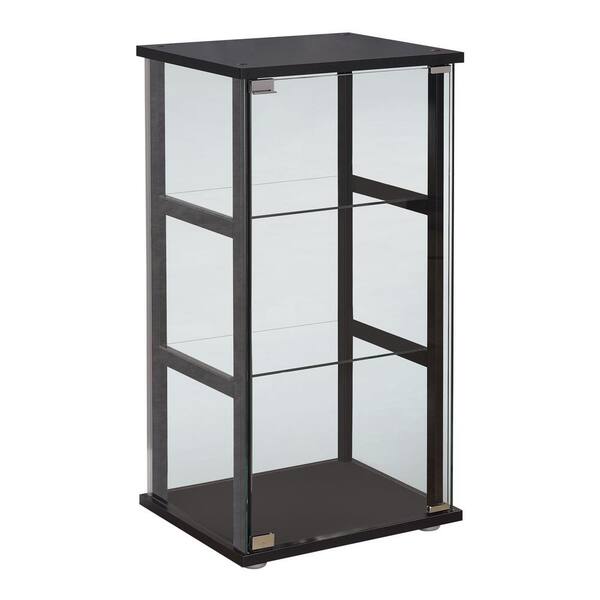 Pacific Landing 5-Shelf Glass Curio Cabinet in Black and Clear