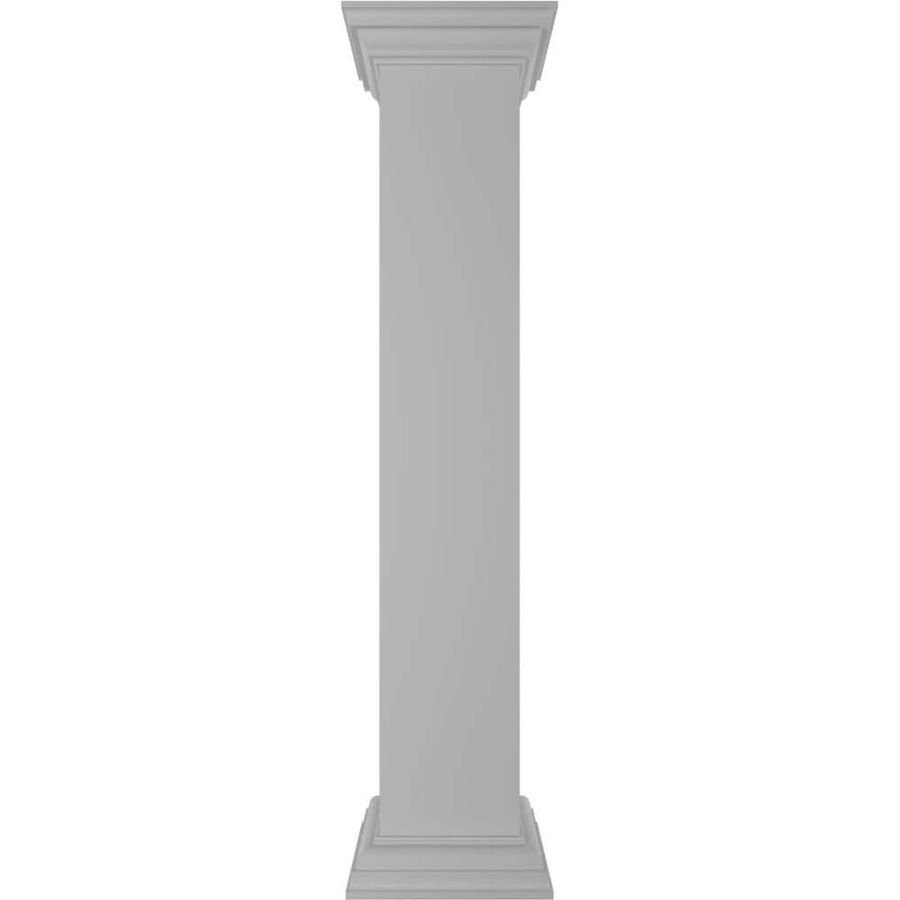 Ekena Millwork Plain 48 in. x 8 in. White Box Newel Post with Peaked