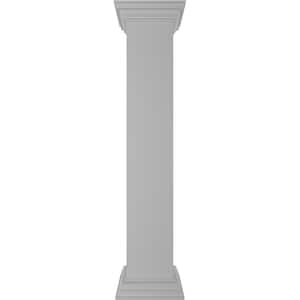 Plain 48 in. x 8 in. White Box Newel Post with Peaked Capital and Base Trim (Installation Kit Included)