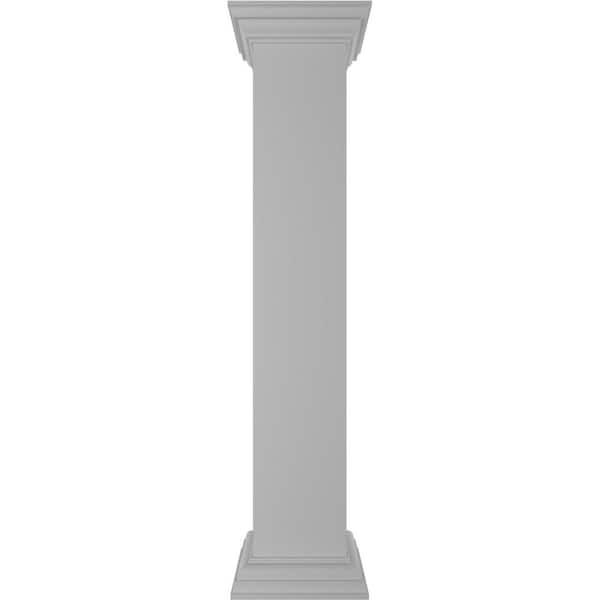 Ekena Millwork Plain 48 in. x 8 in. White Box Newel Post with Peaked ...