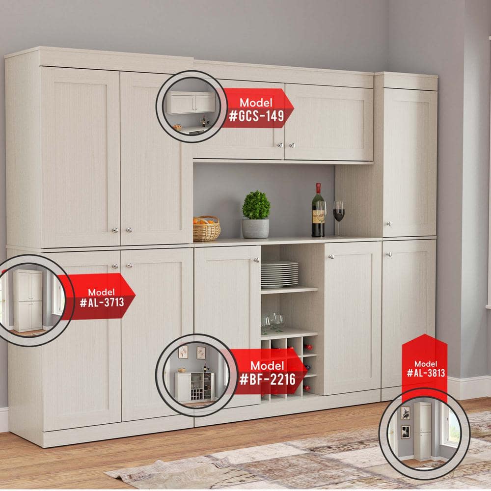Shaker White 52'' Wall Mounted Buffet Cabinet with Adjustable Shelves