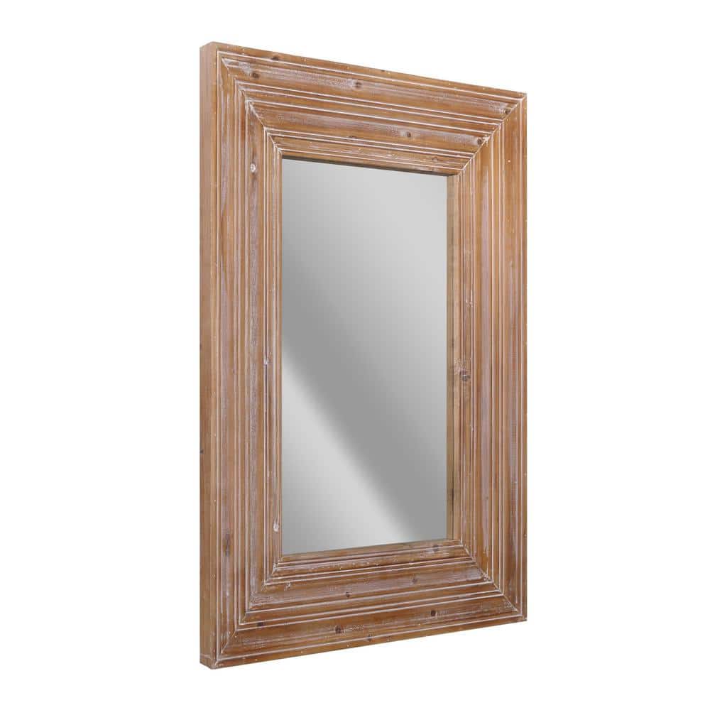 Natural Whitewash Wood Farmhouse Rectangular Wall Mirror - 30" x 40"