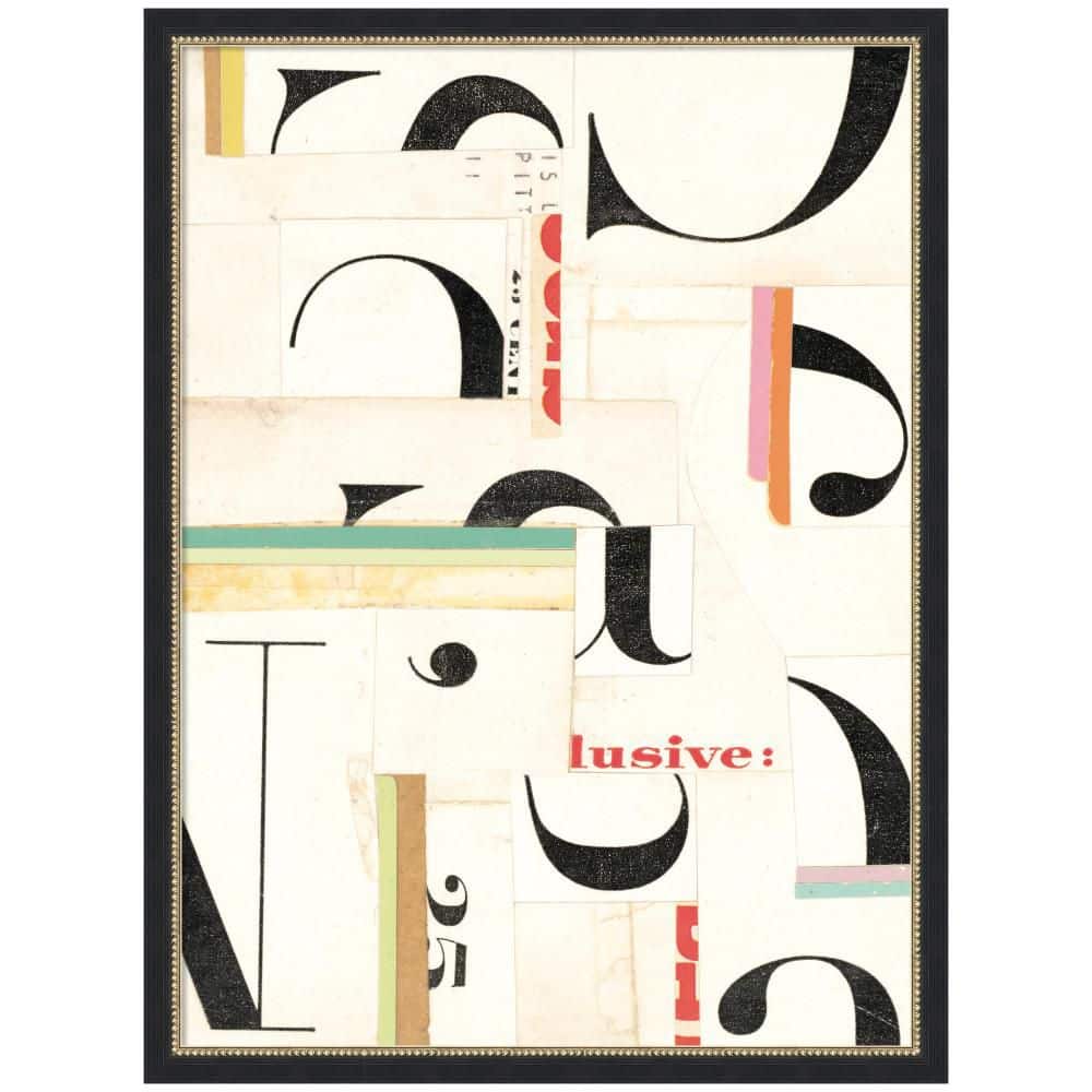 Belmont "Typography White 18 x 24 FC" by Felicia Dadak Abstract Framed Canvas Art Print 34 in. x 25 in.