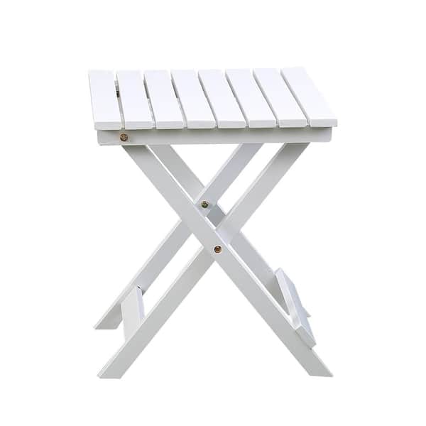BplusZ Portable Wood Folding Small Outdoor Side Table Adirondack Square, White