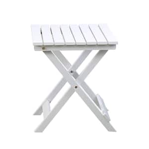 White Square Wood Outdoor Adirondack Portable Folding Small Side Table