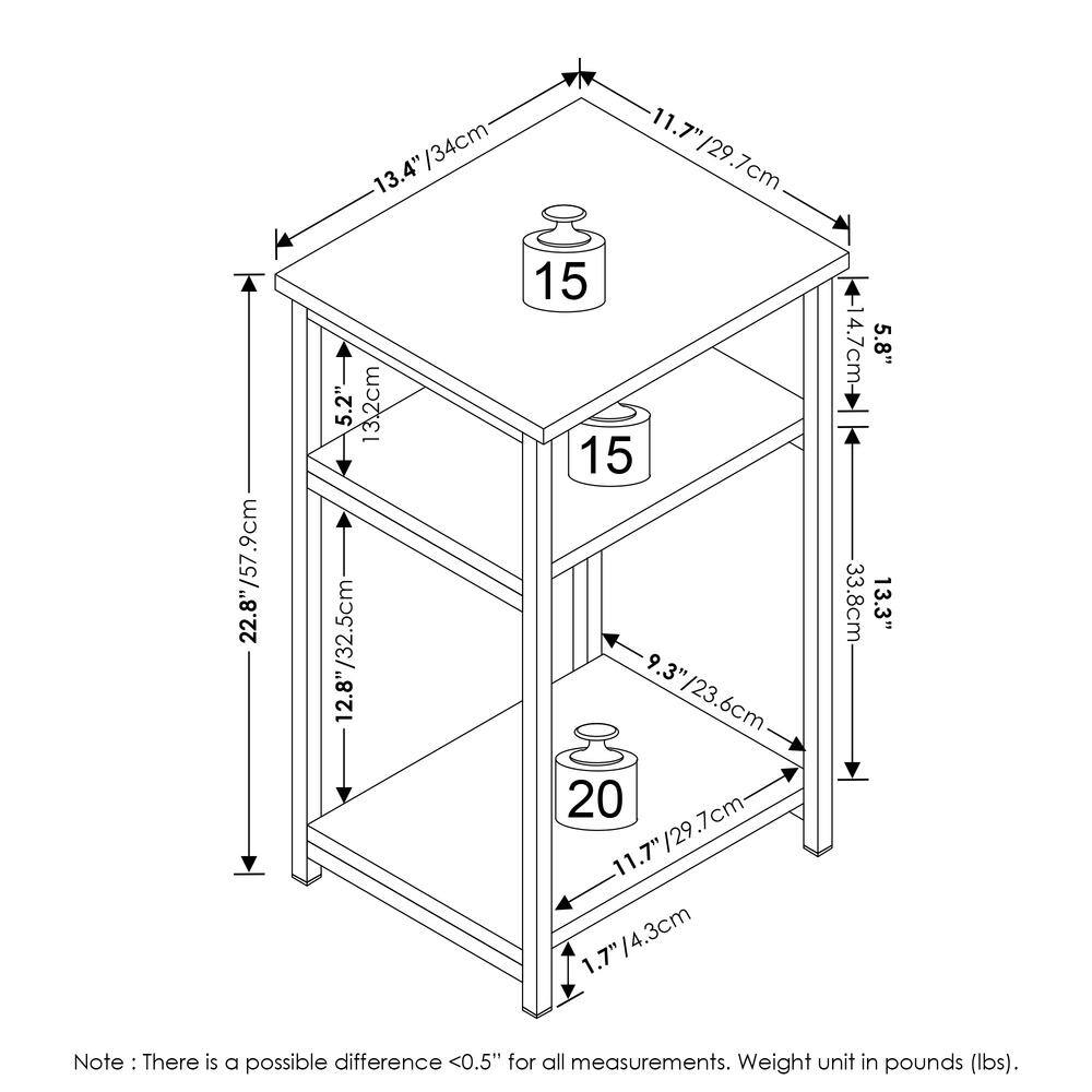 Simplistic 15.2 in. Espresso Rectangle Wood End Table with Industrial Metal Frame - thumbnail 3
