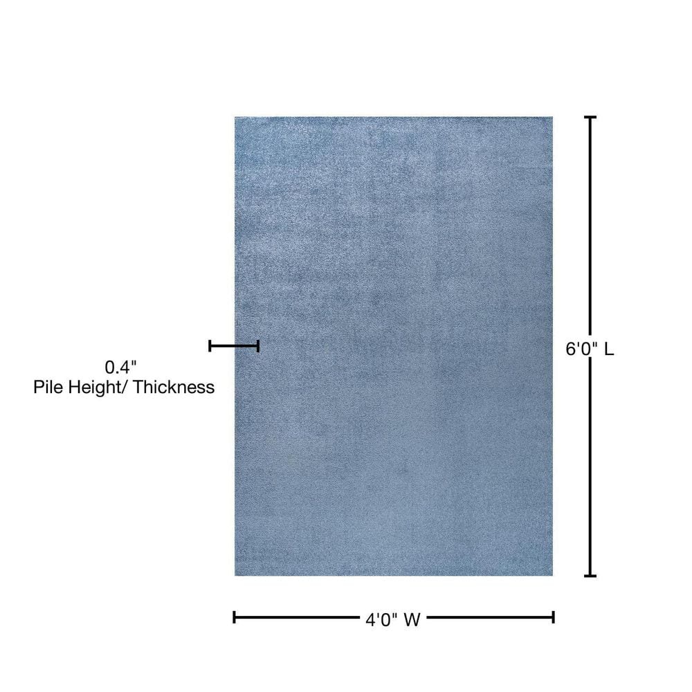 Classic Blue Rectangular Synthetic 4' x 6' Easy Care Area Rug