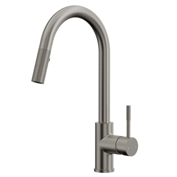 16 in. H 360° Swivel Pull Down Sprayer Kitchen Faucet 2-Sprayer Kitchen Faucet with Brass Rough-in Valve Brushed Nickel