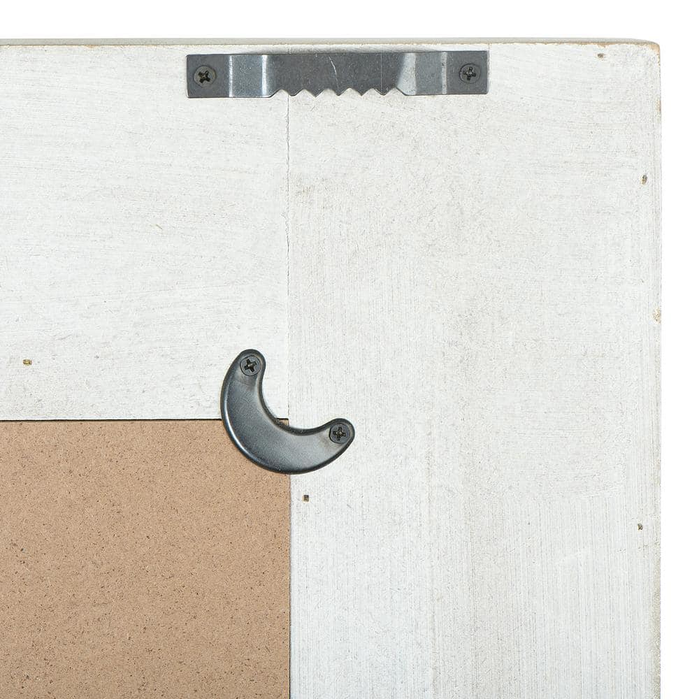 White Rectangular Wall Mirror with Rattan Detail