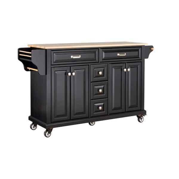 Aoibox 60.5 in. L x 18.13 in. W x 36.75 in. H Black Solid Wood Kitchen ...