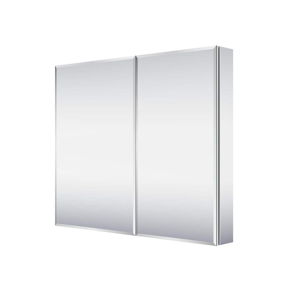 36 in. W x 30 in. H Rectangular Bevel Medicine Cabinet with Mirror in Silver with Adjustable Shelves, Soft-Close price history on PriceWatchPro