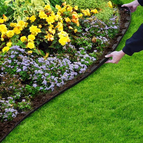 Phewnyzo 2 in. Tall 60 ft. Landscape Edging with 60 Stakes, Black
