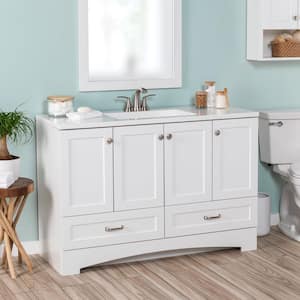 Lancaster 49 in. Single Sink White Bath Vanity with White Cultured Marble Top (Assembled)