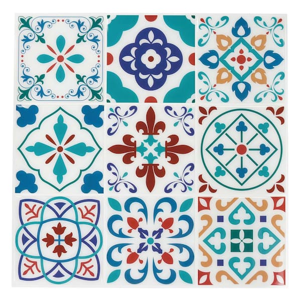 Jeedeson 11.8 in. W x11.8 in. L x0.12 in. H Vinyl Peel and Stick Decorative Wall Tile, Backsplash Mosaic Tile Covered 9.7 sq. ft.