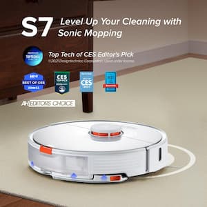 S7 Wi-Fi Enabled Robotic Vacuum Cleaner with Sonic Mopping 2500Pa Suction Multi-Level Mapping Ultrasonic Carpet Sense