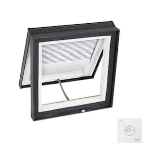 22-1/2 in. x 22-1/2 in. Solar Powered Venting Curb Mount Skylight w/ Laminated Low-E3 Glass, White Room Darkening Shade
