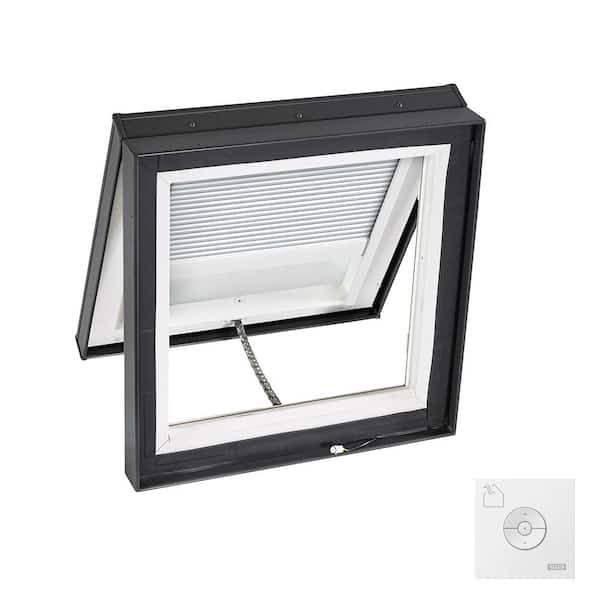 VELUX 46-1/2 in. x 46-1/2 in. Solar Powered Venting Curb Mount Skylight w/ Laminated Low-E3 Glass, White Room Darkening Shade
