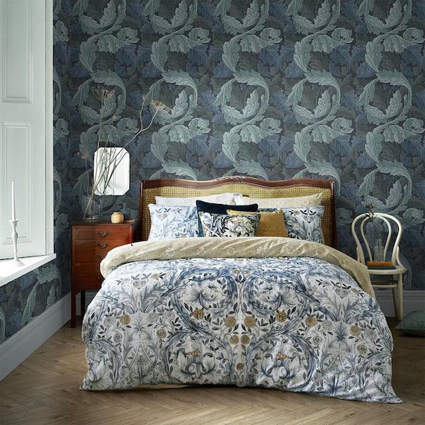 William Morris At Home Acanthus Blue Wallpaper