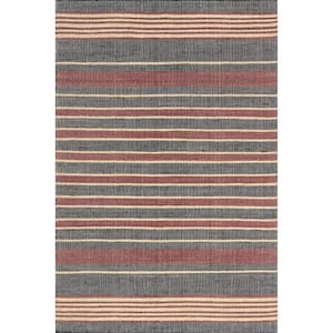 Wendi Striped Jute and Wool Gray 6 ft. x 9 ft. Modern Area Rug