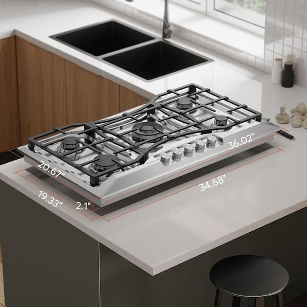 Empava 36 in. Built-In GAS Cooktop in Stainless Steel with 5 Sealed Burners