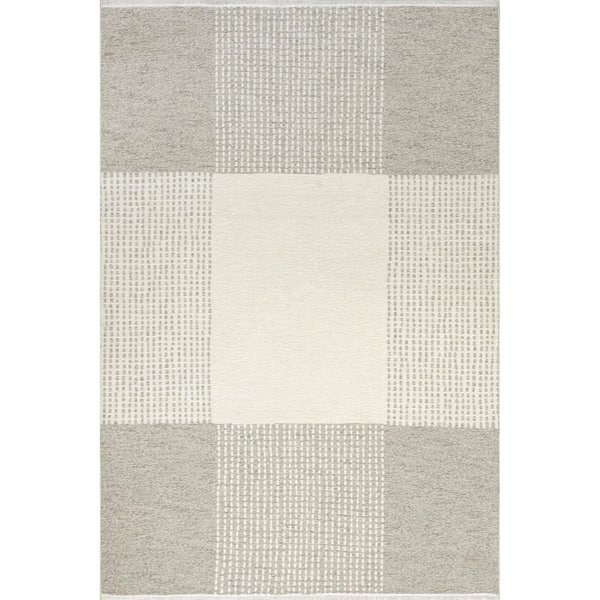 nuLOOM Kirby Plaid Reversible Machine Washable Cream 6 ft. 7 in. x 9 ft. Area Rug