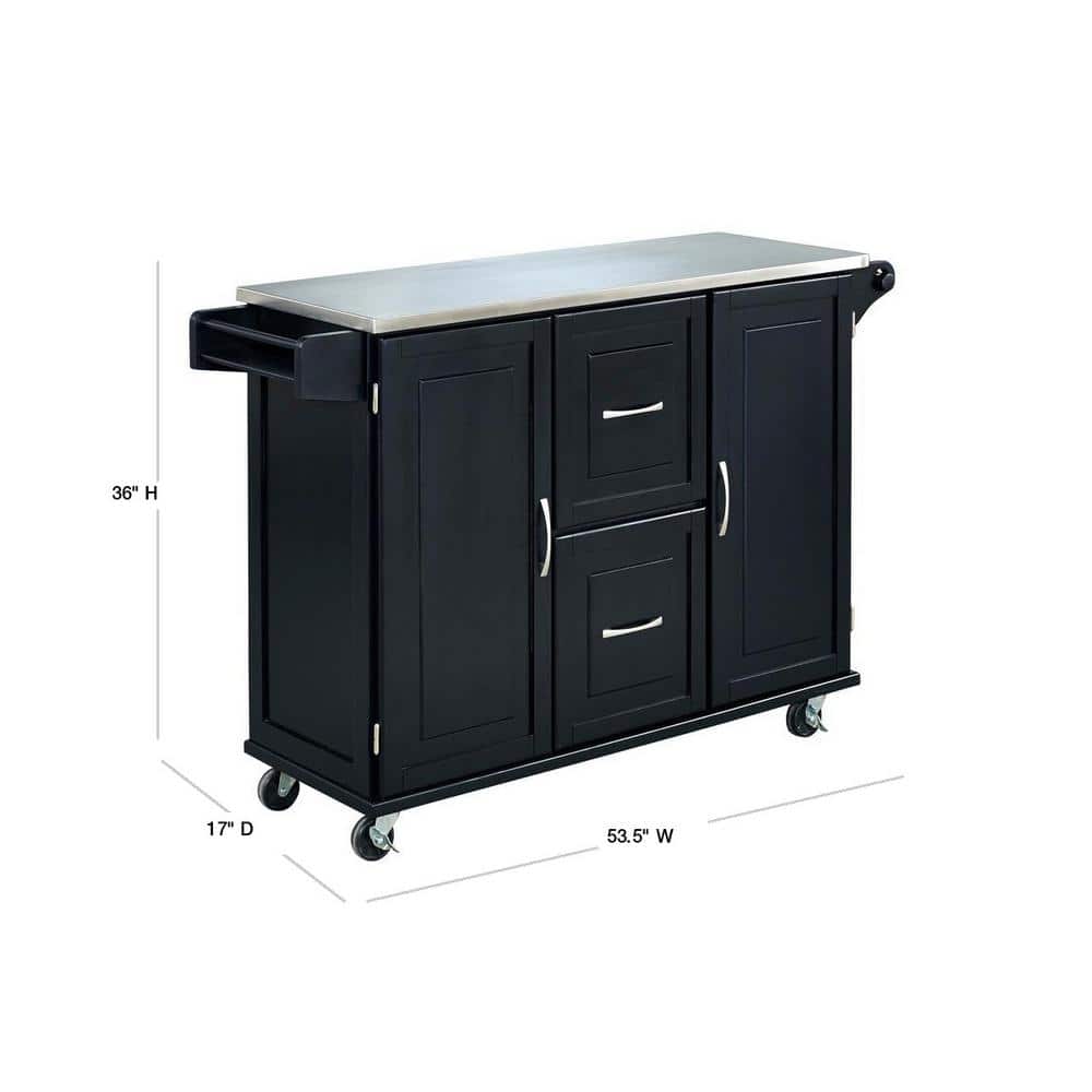 Rectangular Stainless Steel Kitchen Cart with Spice Rack and Storage