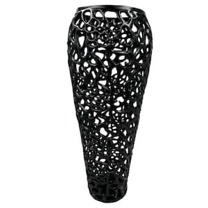 25 in. Modern Sculptural Metal Floor Vase in Black