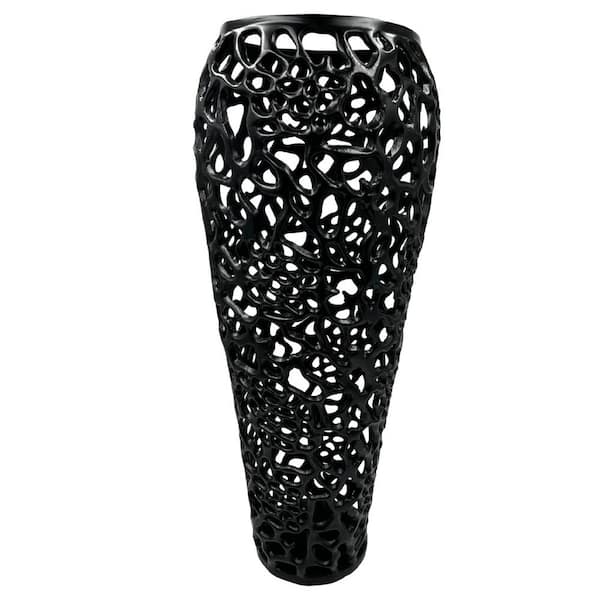 castellousa 25 in. Modern Sculptural Metal Floor Vase in Black