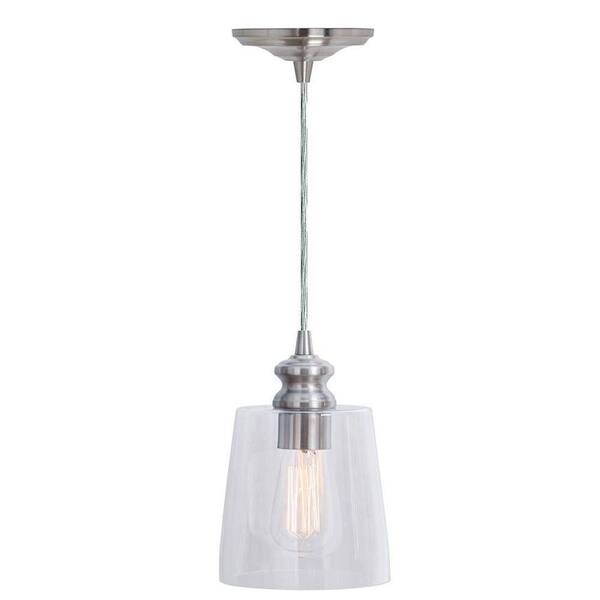 Home Decorators Collection Malley 1-Light Brushed Nickel Hardwire Pendant