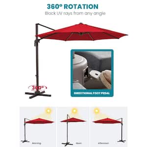 9 ft. Round 360-Degree rotation Cantilever Patio Umbrella in Red