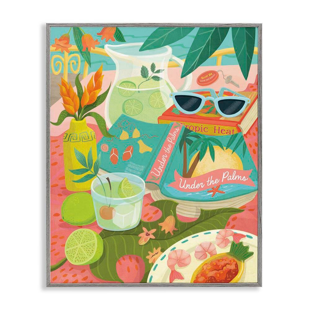 Tropical Drinks on Beach by Laura Watson Gray Framed Food Giclee Art Print 20 in. x 16 in. price history on PriceWatchPro