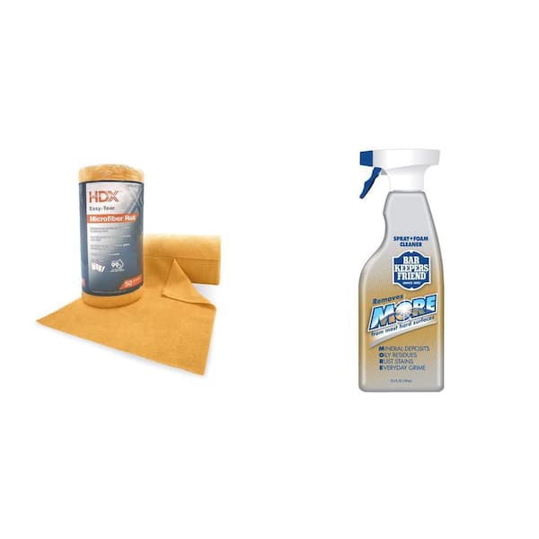 Easy-Tear 12 in. x 12 in. Microfiber Cloth Roll (50-Count) and 25.4 oz. All-Purpose Cleaner